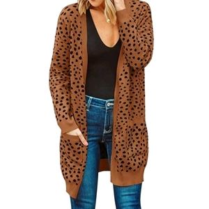 NWT Light Brown Animal Print Cardigan Meerokeety